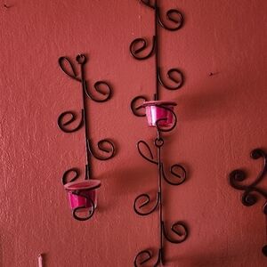 Vintage 3pc Elegant Black Metal Candle Holders